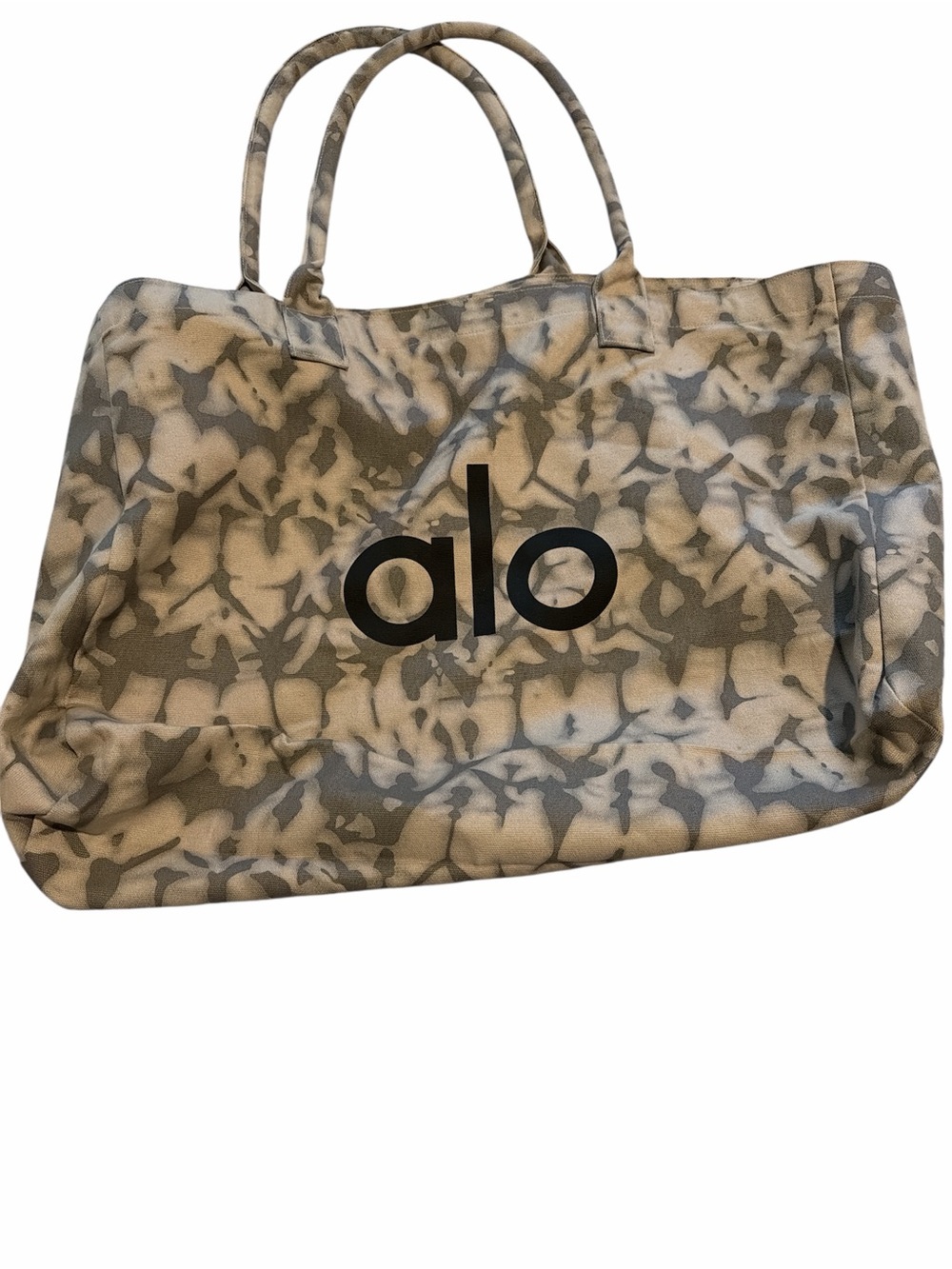 NWOT ALO Yoga Canvas Tote in Beige and Gray Tie-Dye